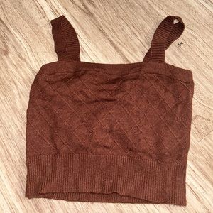 brown sweater material cropped tank